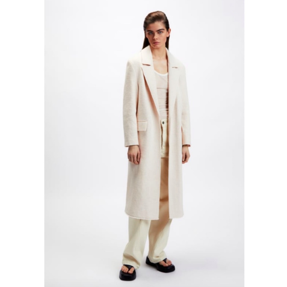 Zara Cream Rustic Long Coat size L
